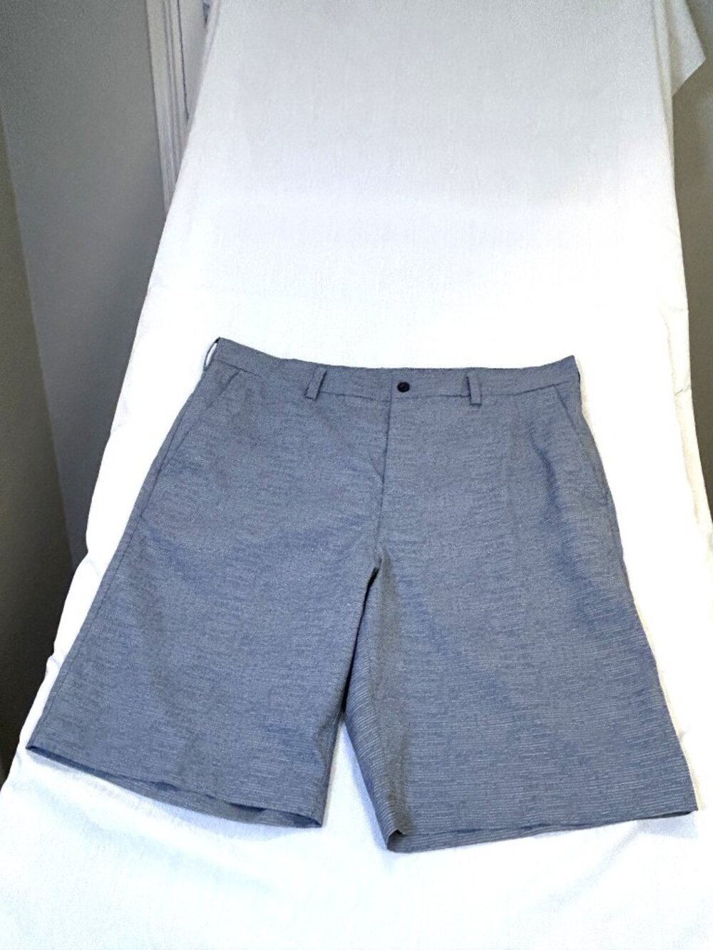 PGA Tour Men's Performance Stretch Golf Shorts Size 36 Heather Blue Crosshatch